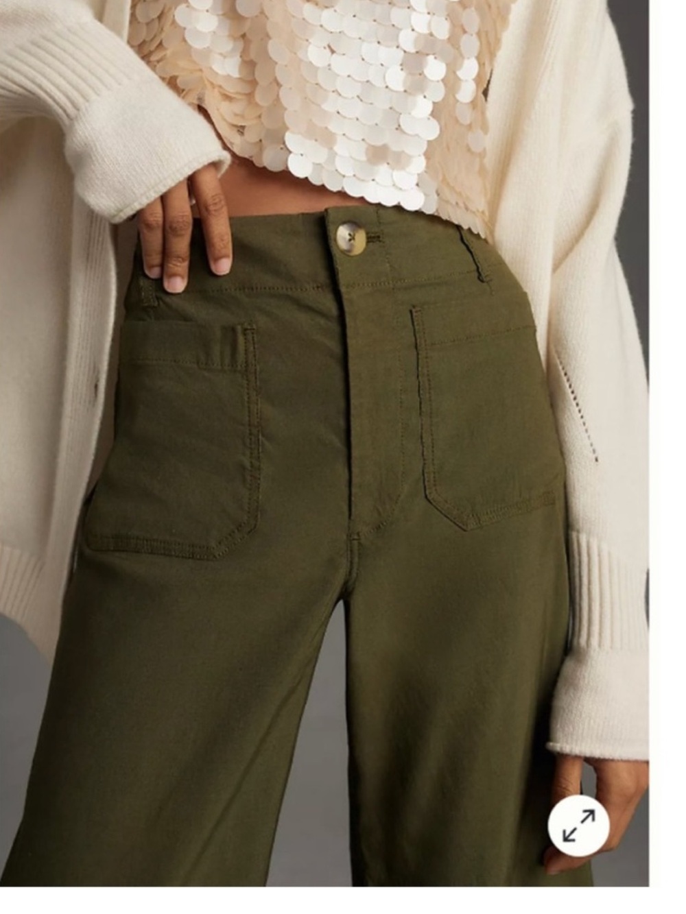 Anthropologie Maeve Olive Green Colette crop pants